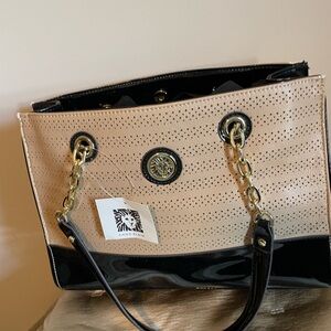 Ann Klein Tan and Black Elegant Tote